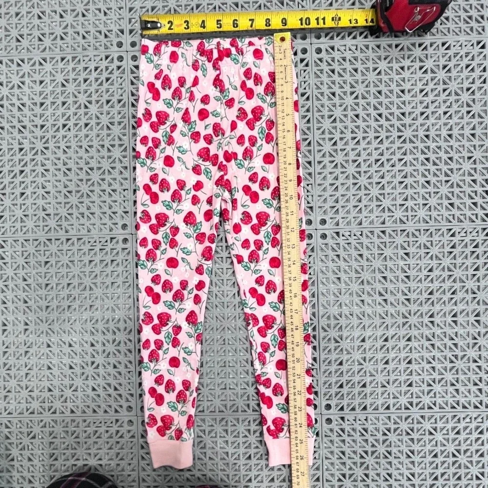 Pink‎ Strawberry Cherry Print Pajamas Girls 5T Snug Fit 2pc Set Springtime Cute